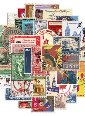 10/30/50pcs Vintage Retro Travel Stamp Stickers Scrapbook Ph