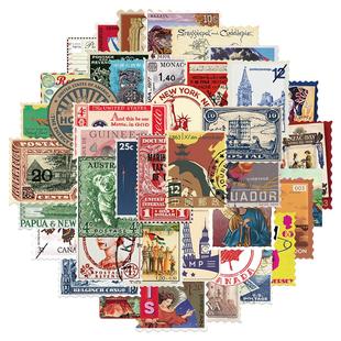 10/30/50pcs Vintage Retro Travel Stamp Stickers Scrapbook Ph