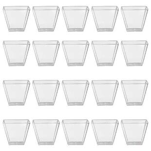 100PCS 60ML Transparent Dessert Cups Hard Plastic Trapezoid