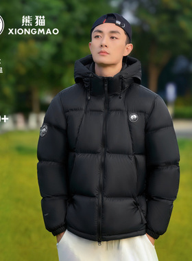 【胡可】熊猫【暖噗噗】火山岩速暖羽绒服2025新款男女