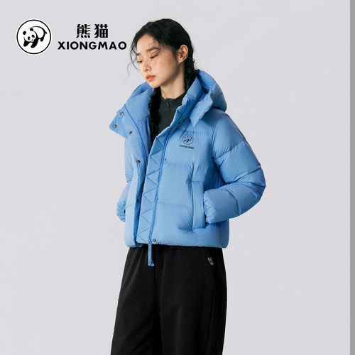 熊猫女款鸭绒短款保暖羽绒服