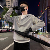 W129/P78控108秋款男士连帽卫衣潮牌休闲个性百搭假两件上衣，男装卫衣，电商A366