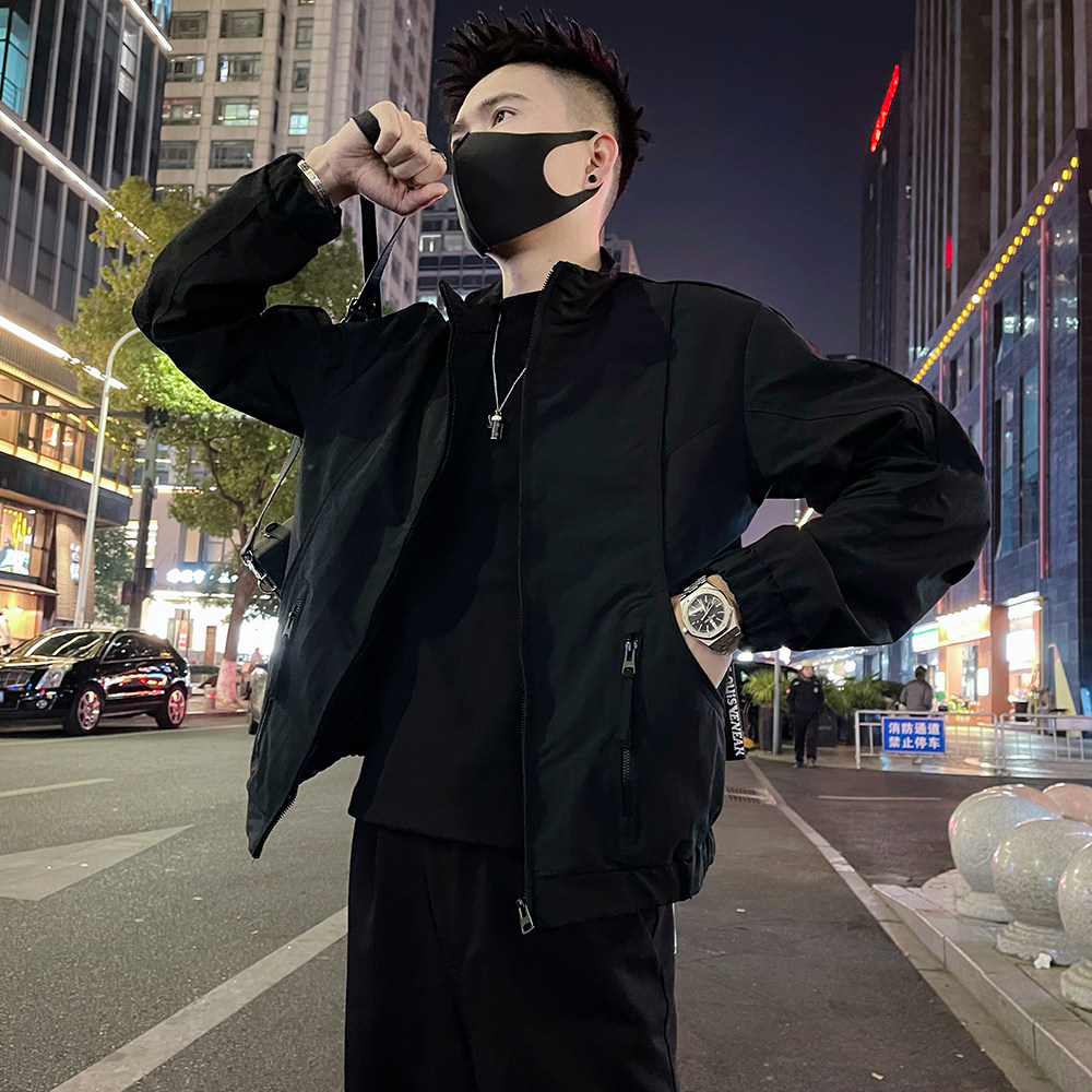 J87/P98控145春款立领设计感薄款工装夹克外套男高级感外套黑3，男装夹克，电商A366