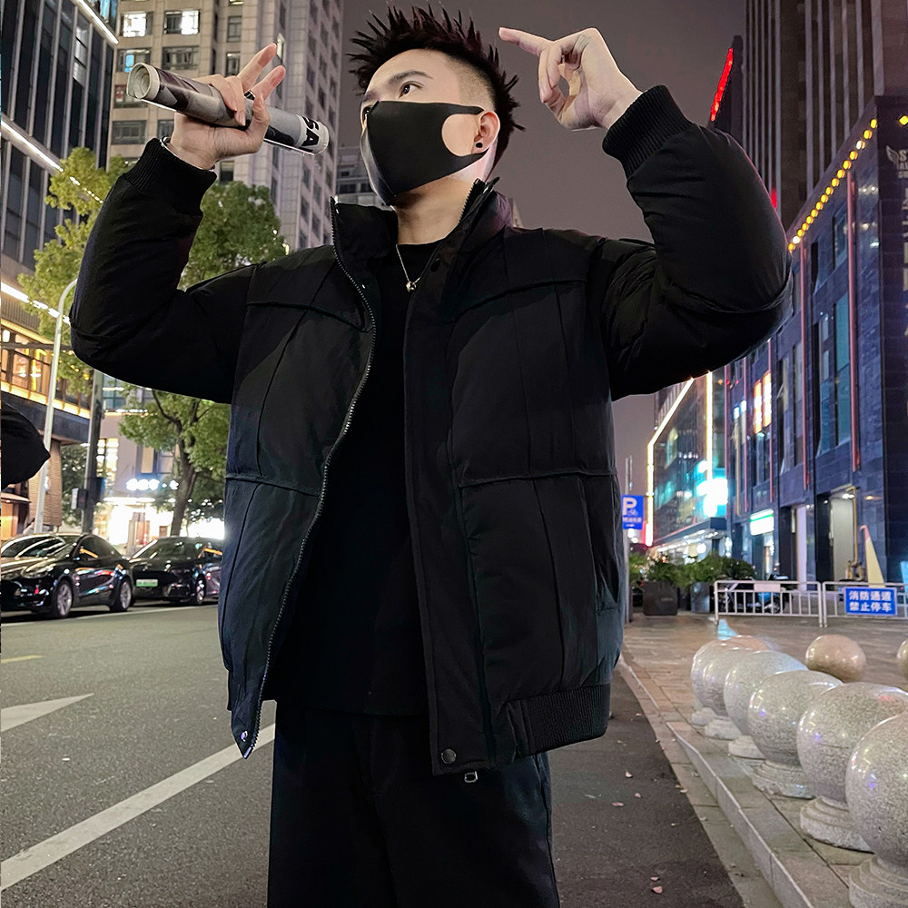 A53/P138控178男士秋立领防风冬棉外套高级感肌理痞帅男上衣咖1,女装短外套,电商A366