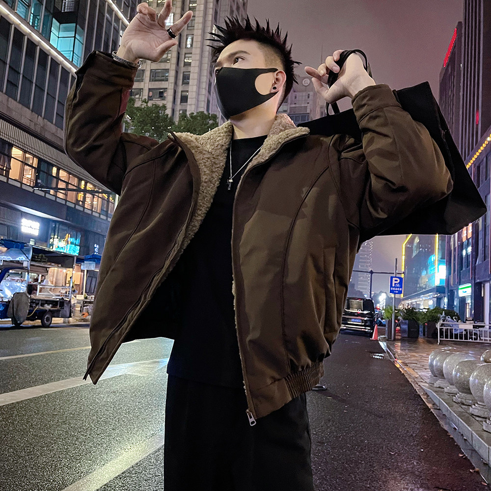A52/P138控178  2025男士秋冬座山雕保暖棉服外套痞帅男士上衣咖3图片