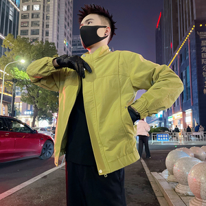 J96/P98控145  潮牌春款金属饰工装立领痞帅夹克外套男黑2图片
