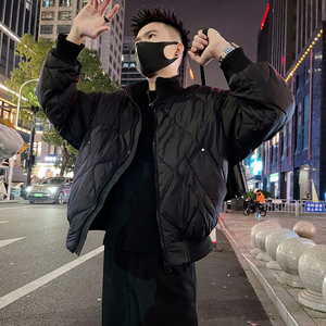 A56/P148控198男士立领痞帅秋冬保暖棉服外套潮牌衍缝休闲上衣咖3图片