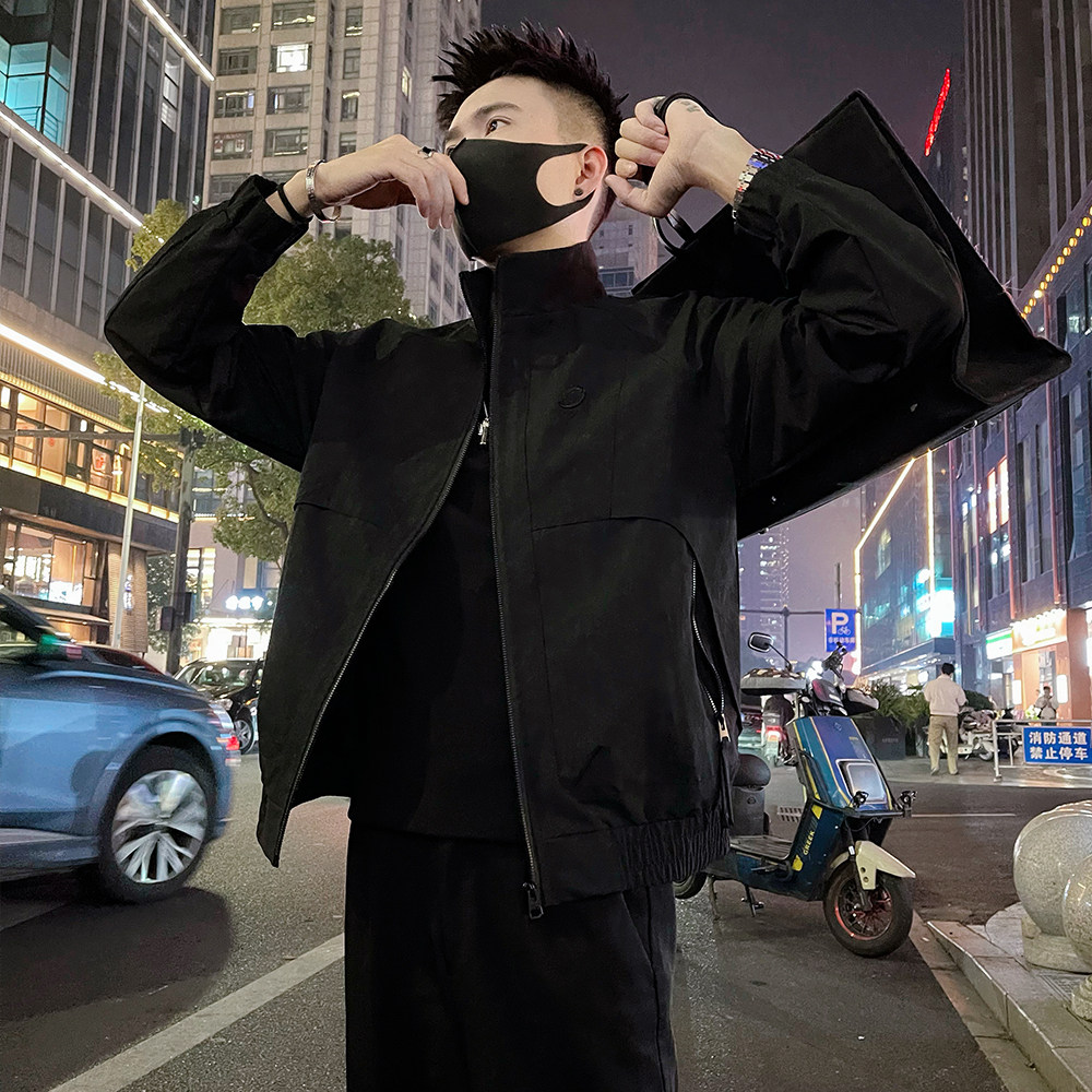 J91/P118控165春款字母刺绣款解构设计痞帅修身夹克外套男黑2,男装夹克,电商A366