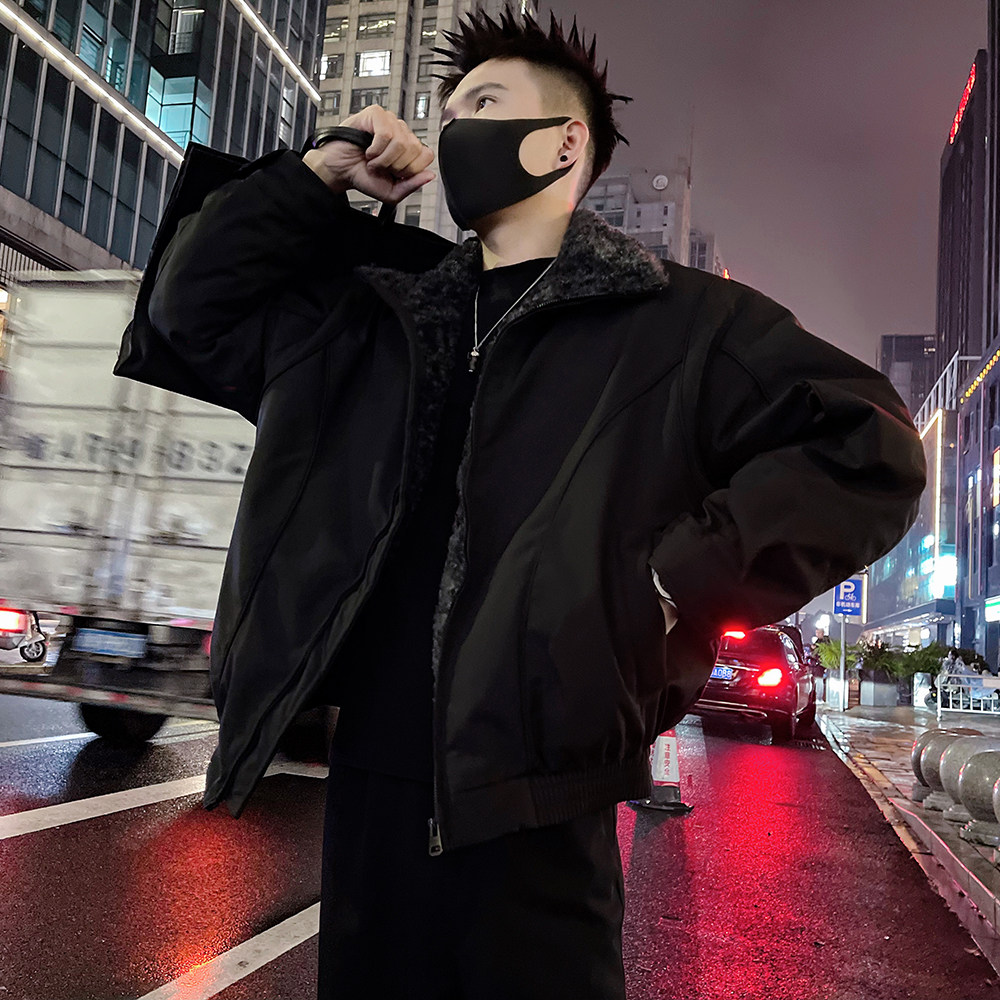 A52/P138控1782025男士秋冬座山雕保暖棉服外套痞帅男士上衣黑1,男装棉衣,电商A366