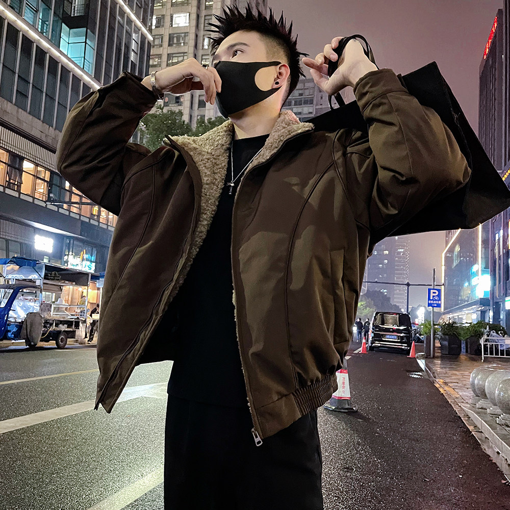 A52/P138控1782025男士秋冬座山雕保暖棉服外套痞帅男士上衣黑3,男装棉衣,电商A366