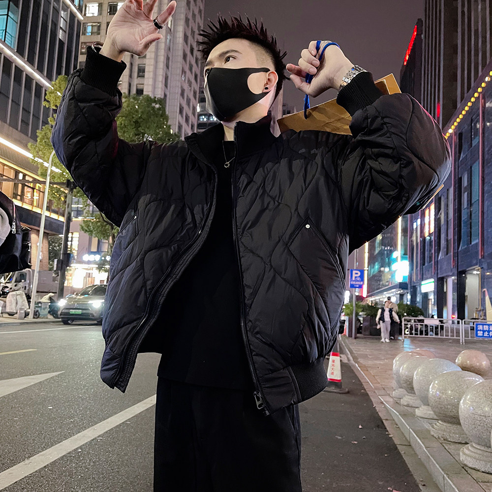 A56/P148控198男士立领痞帅秋冬保暖棉服外套潮牌衍缝休闲上衣咖1,男装棉衣,电商A366