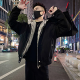 A59/P148控198秋冬男款潮牌痞帅棉服外套休闲百搭保暖上衣黑1，男装棉衣，电商A366