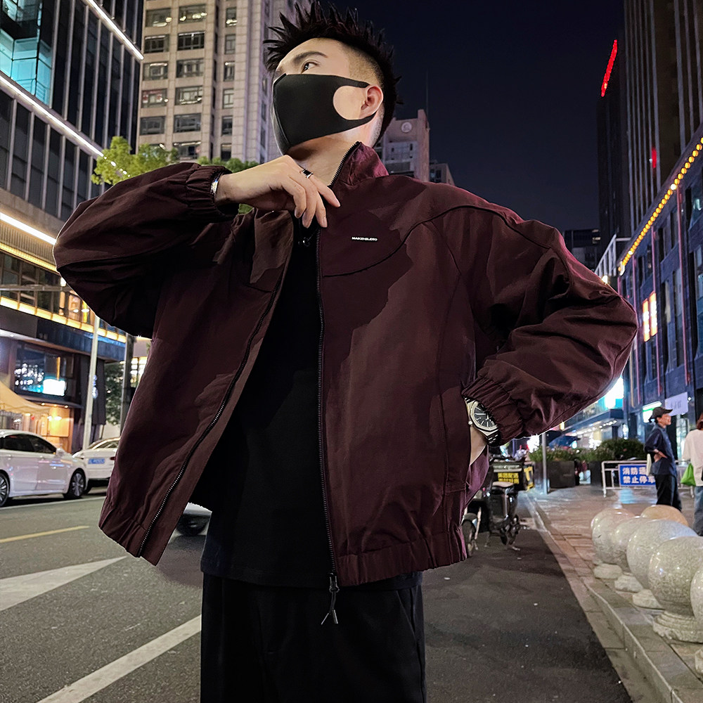 J68/P118控158 秋款夹克外套男潮牌解构设计高级感痞帅休闲上衣红图片