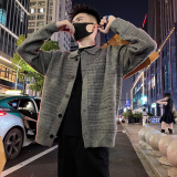 J86/P108控148美式潮牌痞帅复古大气保暖针织开衫夹克外套男咖1，男装夹克，电商A366