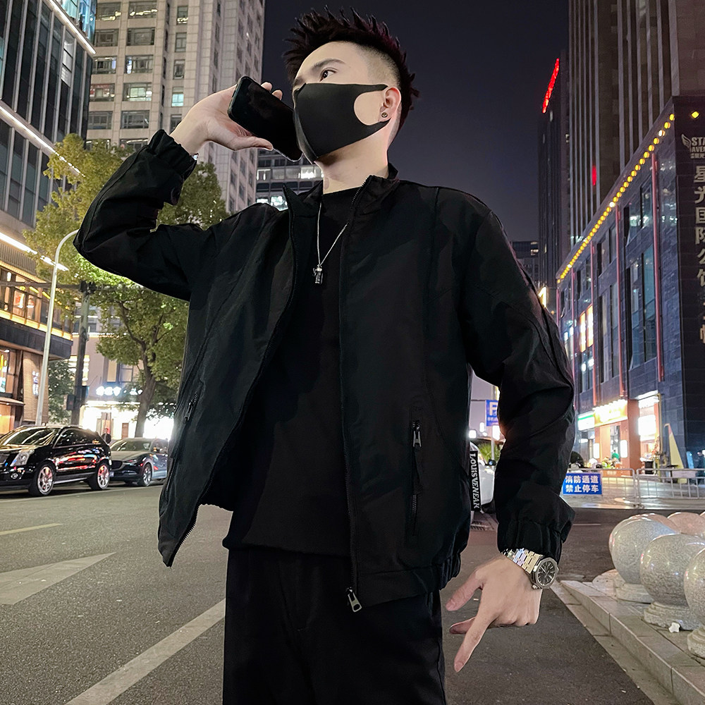 J87/P98控145春款立领设计感薄款工装夹克外套男高级感外套黑3,男装夹克,电商A366