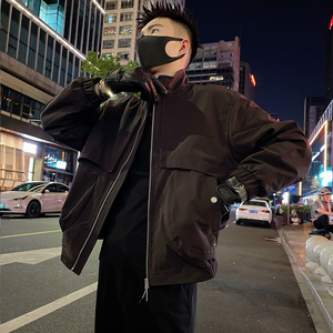 J69/P118控158 秋款男士夹克外套解构设计感痞帅休闲立领防风红图片