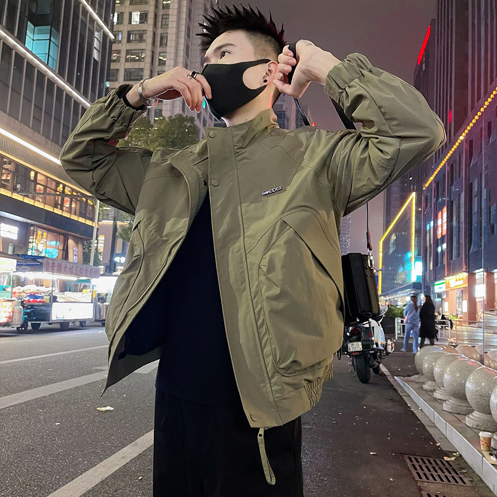 J89/P98控145春款男士薄款工装大口袋夹克外套潮牌高级感痞帅绿3,男装夹克,电商A366
