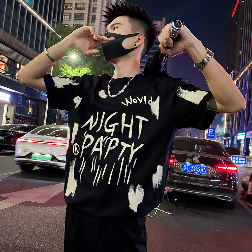 T235/P68控98半袖T恤男短袖夏季新款宽松圆领印花字母男士上衣3,男装T恤,电商A366