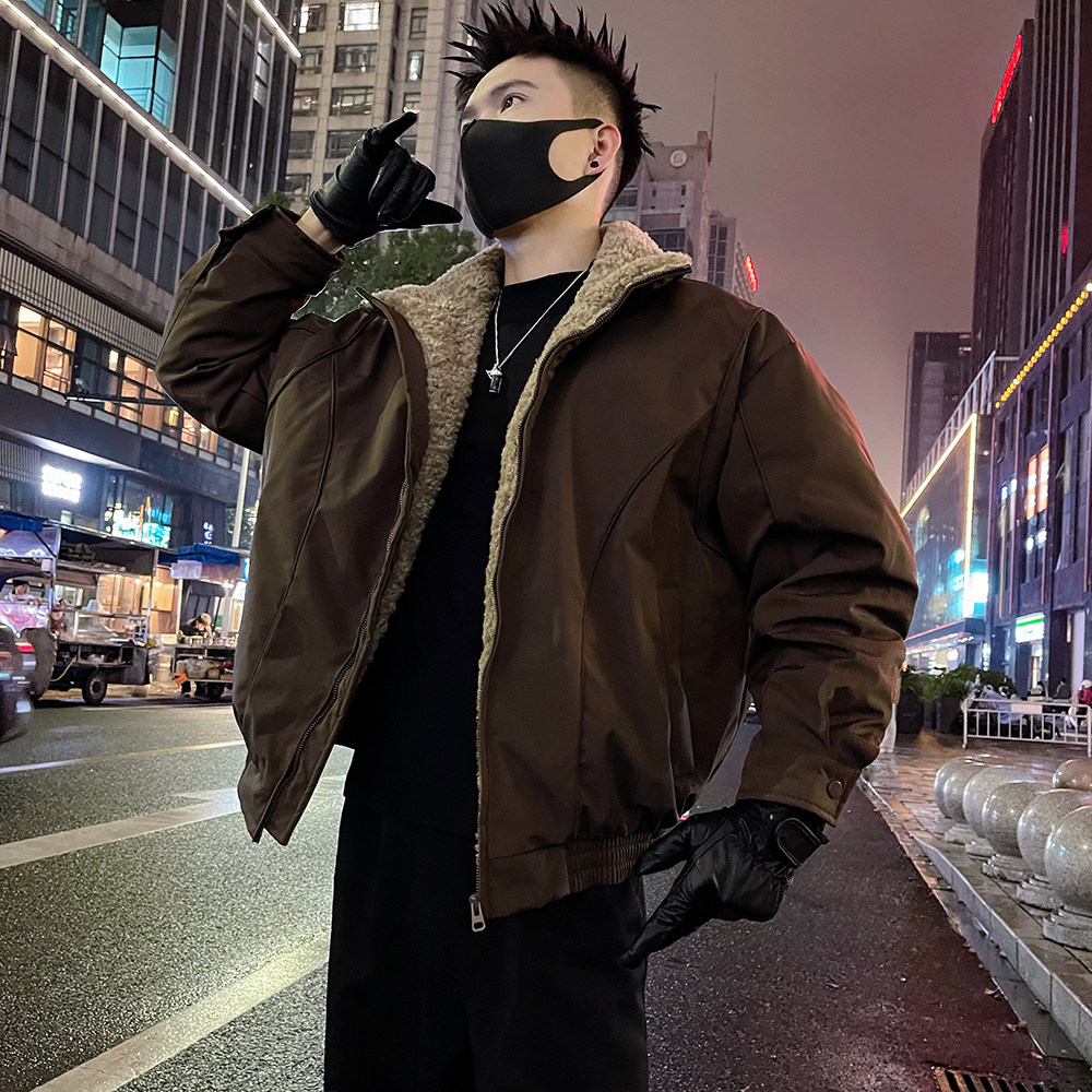 A52/P138控1782025男士秋冬座山雕保暖棉服外套痞帅男士上衣黑3,男装棉衣,电商A366