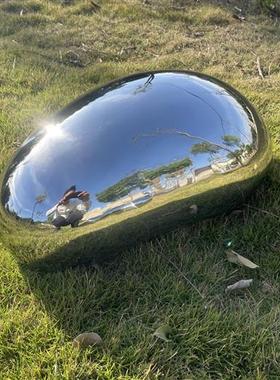 不锈钢水滴鹅卵石头雕塑镜面墙面水池景观软装饰售楼处落地摆件圆