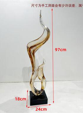 现代轻奢高档摆件酒店大堂客厅玄关抽象艺术品透明树脂雕塑装饰品