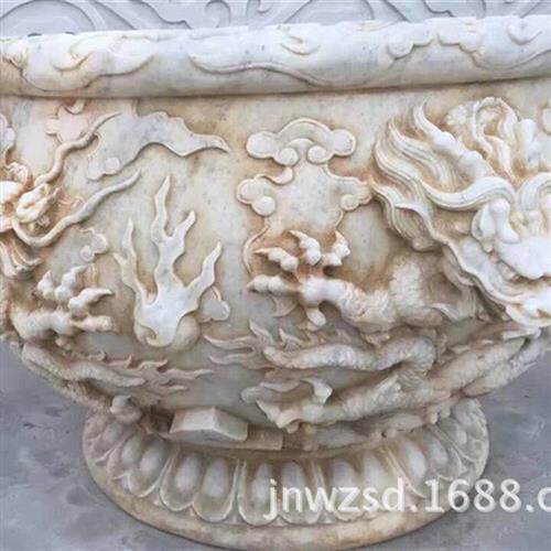 家用石缸石盆雕刻图庭院石雕龙缸园林石头鱼缸价格