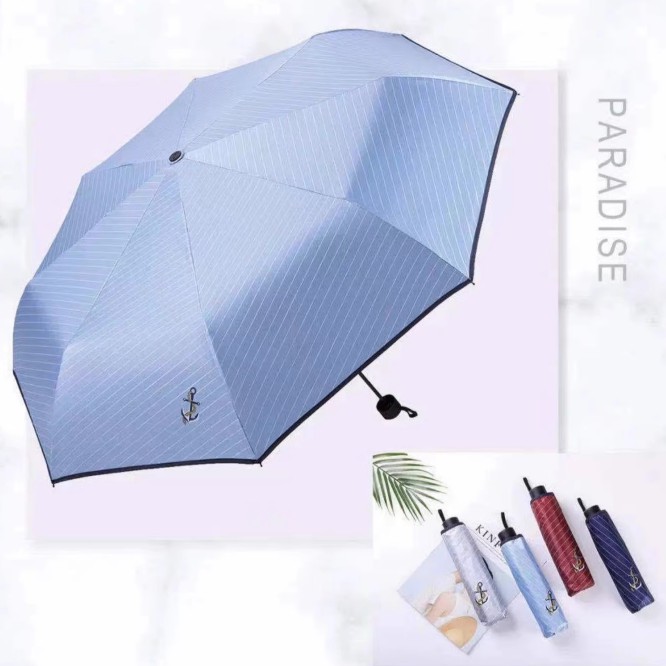 天堂三折伞男女通用学生便携晴雨伞太阳伞防晒折叠两用黑胶遮阳伞