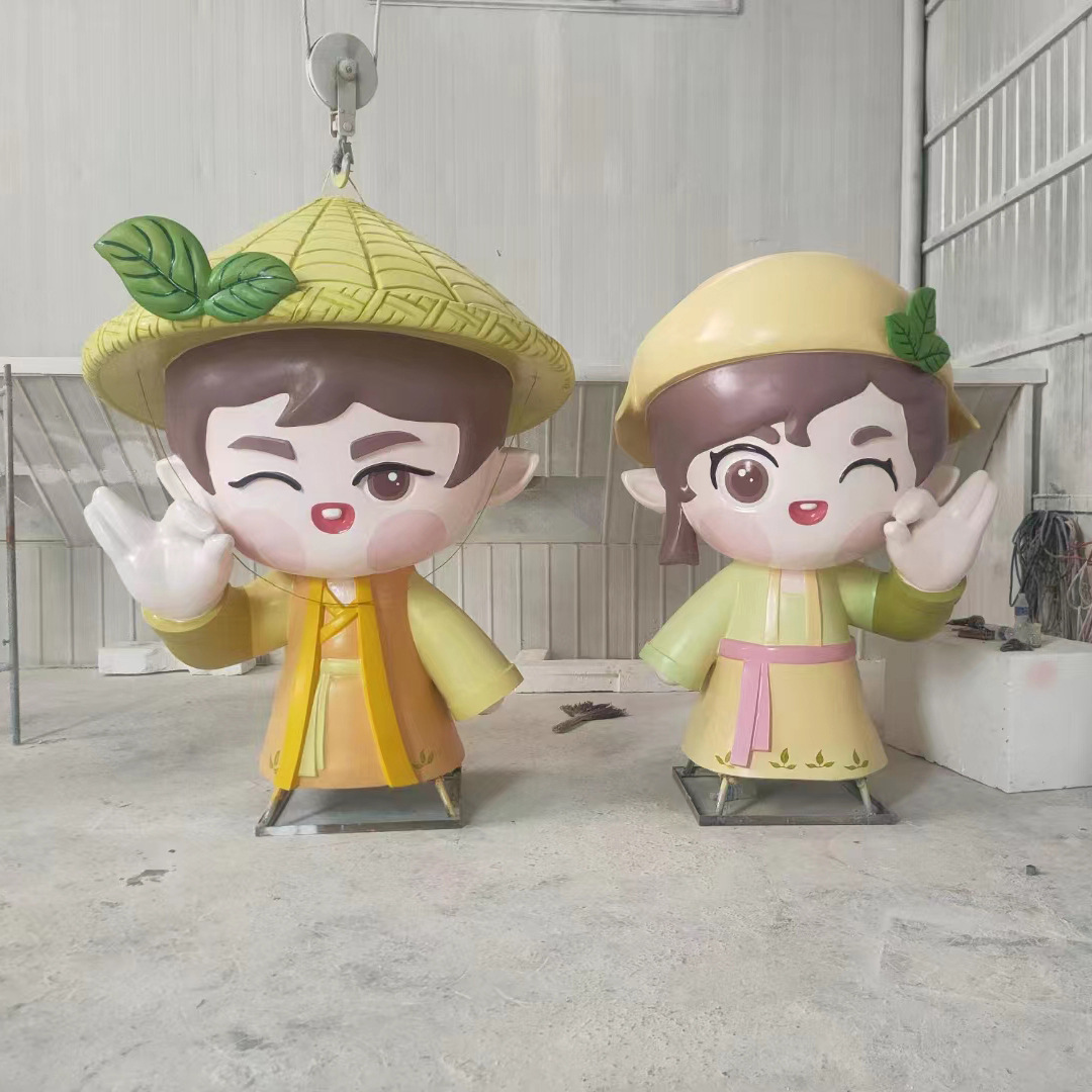 玻璃钢卡通雕塑定制户外美陈景观人物动漫公仔彩绘商场落地大摆件