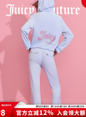Juicy Couture橘滋休闲裤女202025年夏新款天鹅绒丝绒烫钻长裤