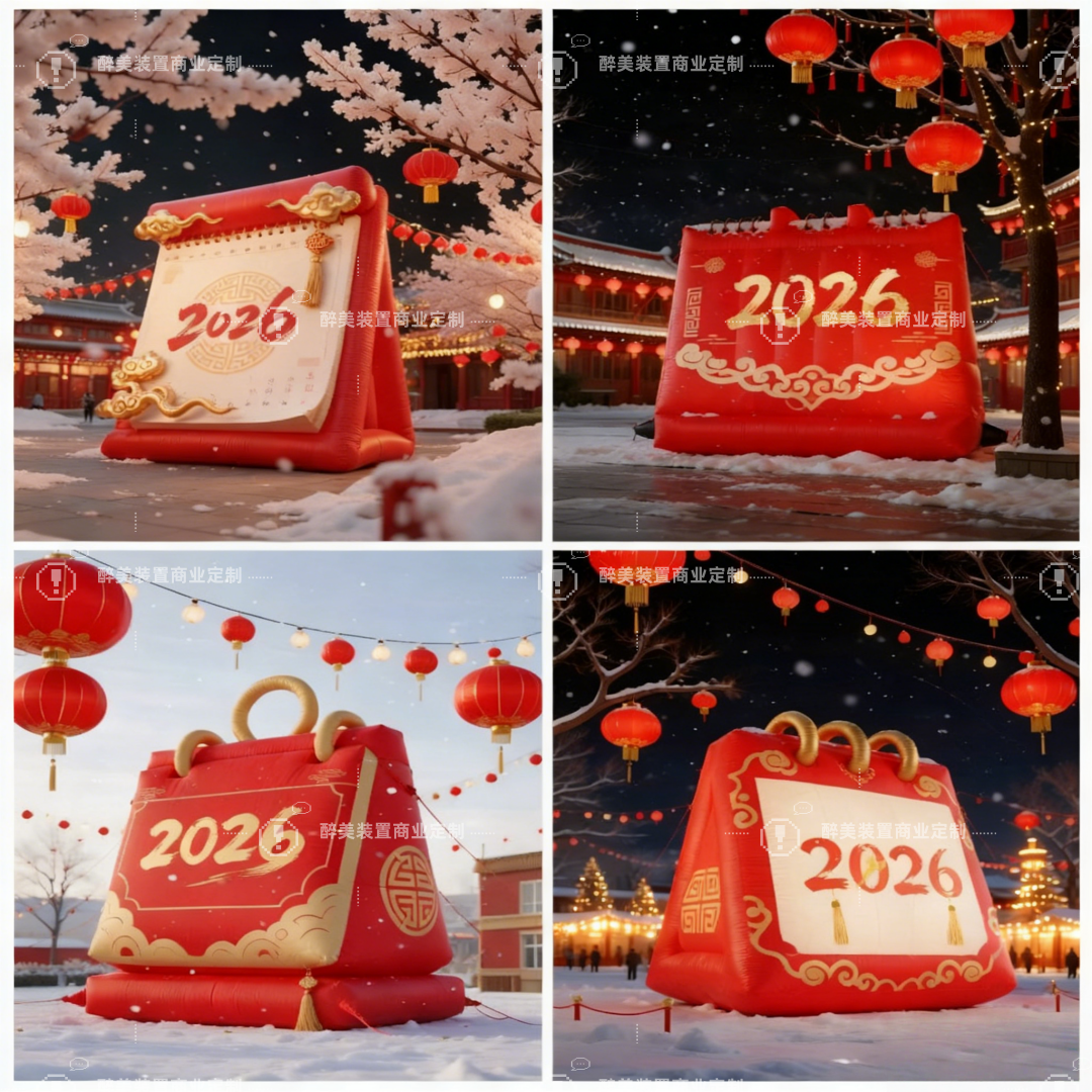 2026马年日历气模户外商场定制大型商业街区元旦新年活动美陈打卡