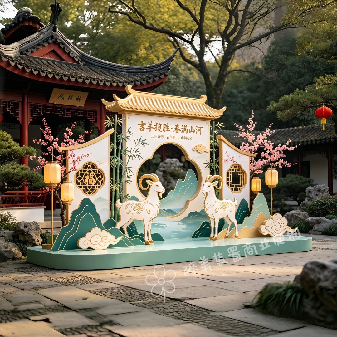 2027新中式三阳开泰新年美陈装置图片