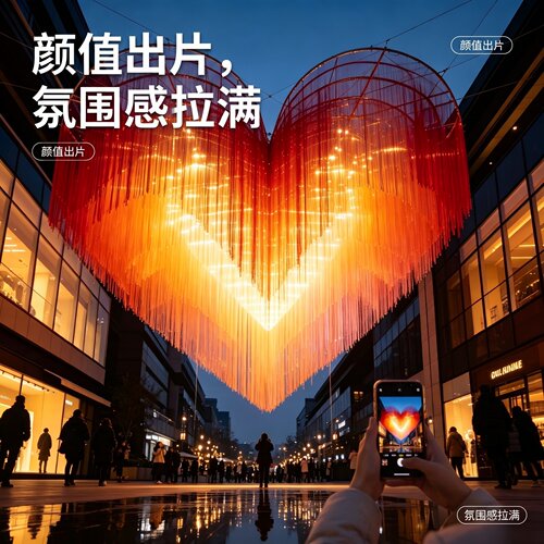 七夕情人节爱心风动雨丝帘天幕