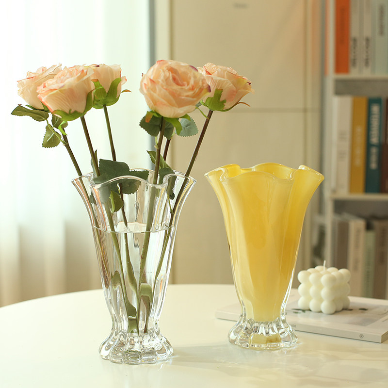 北欧花瓶玻璃摆件客厅插花水晶轻奢高级感餐桌玄关水养鲜花玫瑰花,家居饰品,花瓶,淘宝优惠券,粉丝福利购,淘宝优惠卷