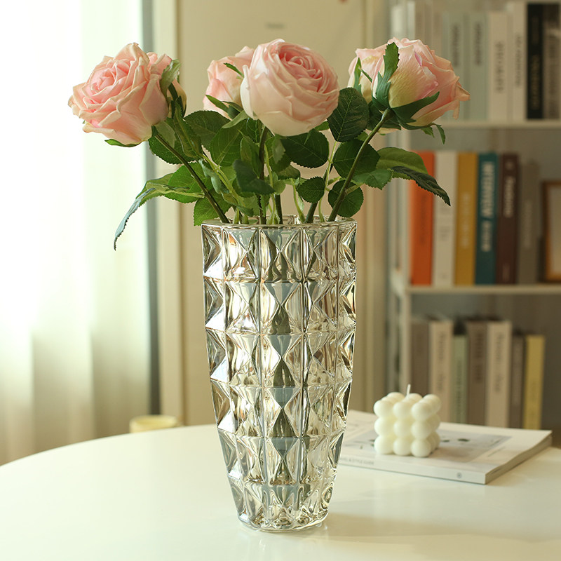 北欧花瓶玻璃摆件客厅插花水晶轻奢高级感餐桌水养鲜花玫瑰花百合,家居饰品,花瓶,淘宝优惠券,粉丝福利购,淘宝优惠卷