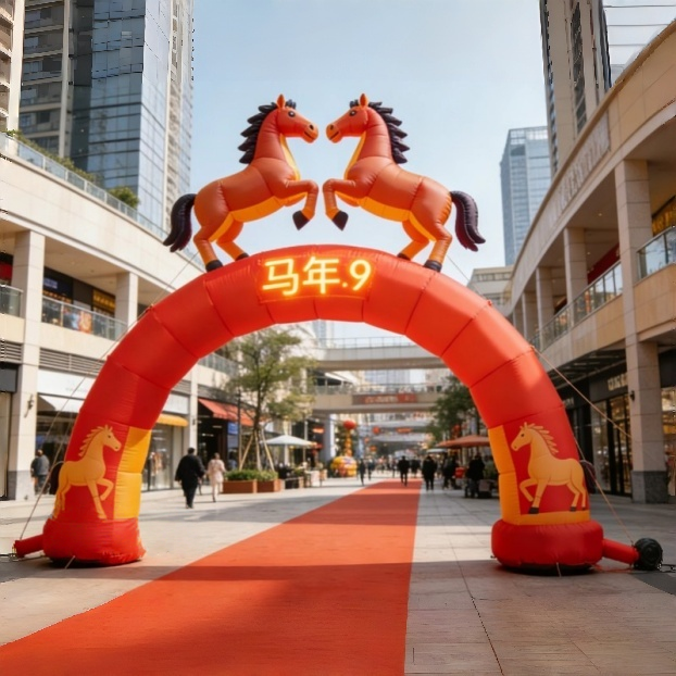 2026马年春节拱门充气气模定制商场酒店门店景区新年装饰迎宾门