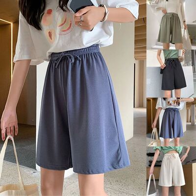 Plus-size high-waist straight leg shorts休闲大码高腰直筒短裤