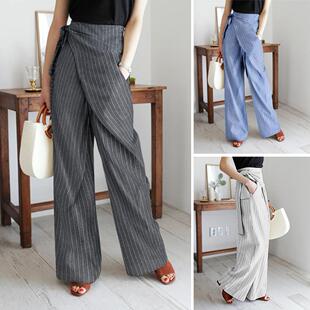 wide leg Sexy woman性感条纹系带阔腿裤 lace pants 女 stripe