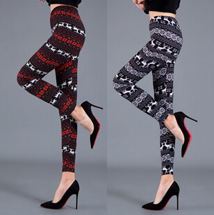 Thin print slim bottom pencil pants   薄款印花修身打底铅笔裤