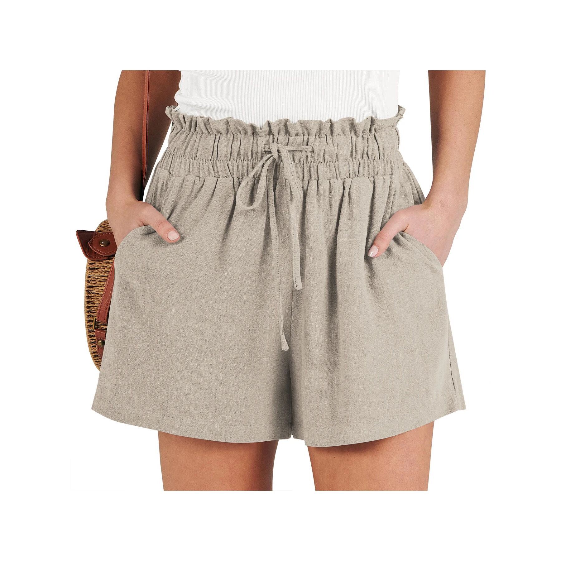 女士纯色花边休闲三分裤Women's solid color lace casual shorts