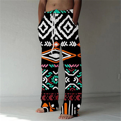 Vintage print plus-size wide-leg pants  复古印花大码阔腿长裤