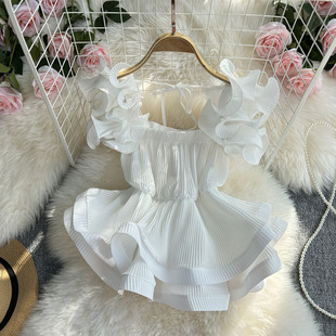 flounce 复古荷叶边短款 short top 背心上衣 vest Vintage