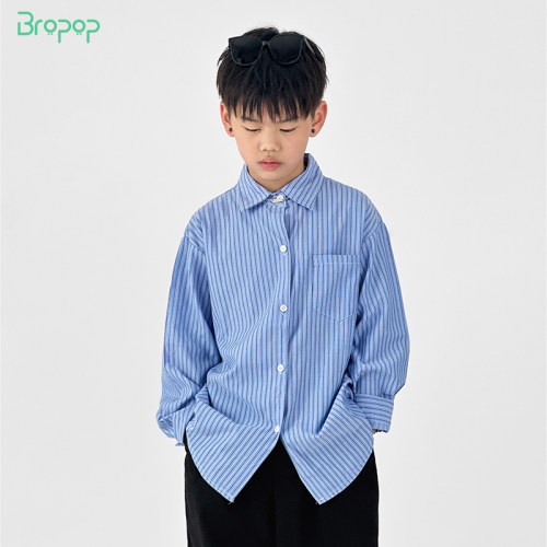 bropop男童条纹衬衫韩版
