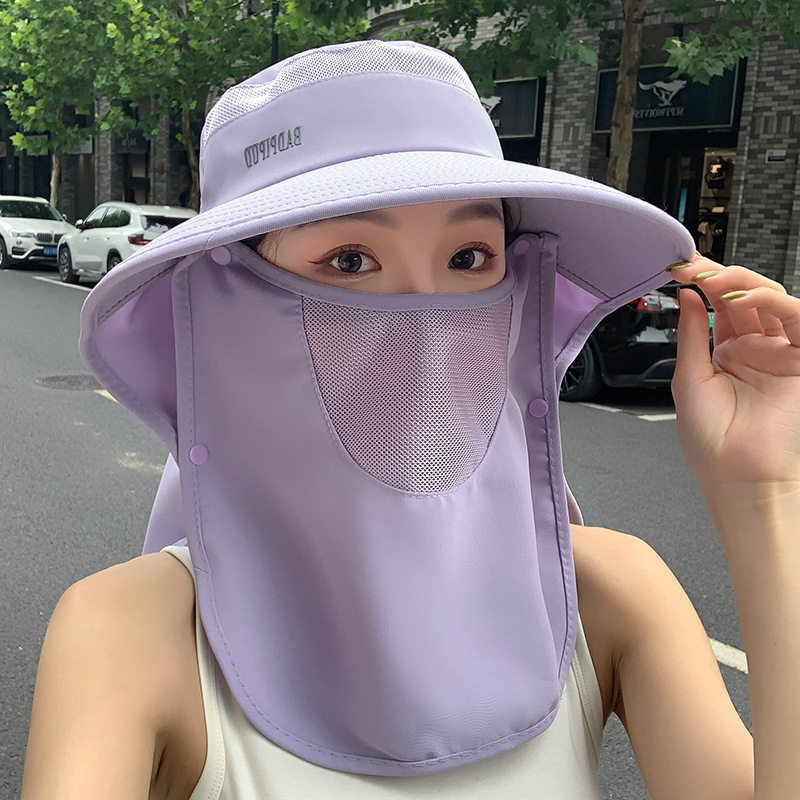 夏季新款钓鱼帽男户外遮阳防晒渔夫帽大檐披肩护颈帽子女防风速干