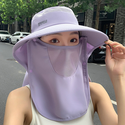 夏季新款钓鱼帽男户外遮阳防晒渔夫帽大檐披肩护颈帽子女防风速干