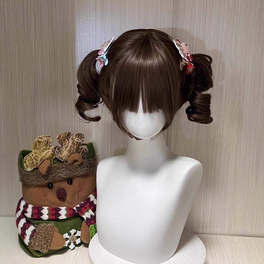 【甜心巧克力】假发女短卷发Lolita日常甜妹双马尾修脸JK全头套式