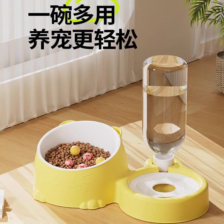 猫碗双碗自动饮水宠物猫粮狗粮盆狗盆可爱简约猫盆狗碗宠物用品
