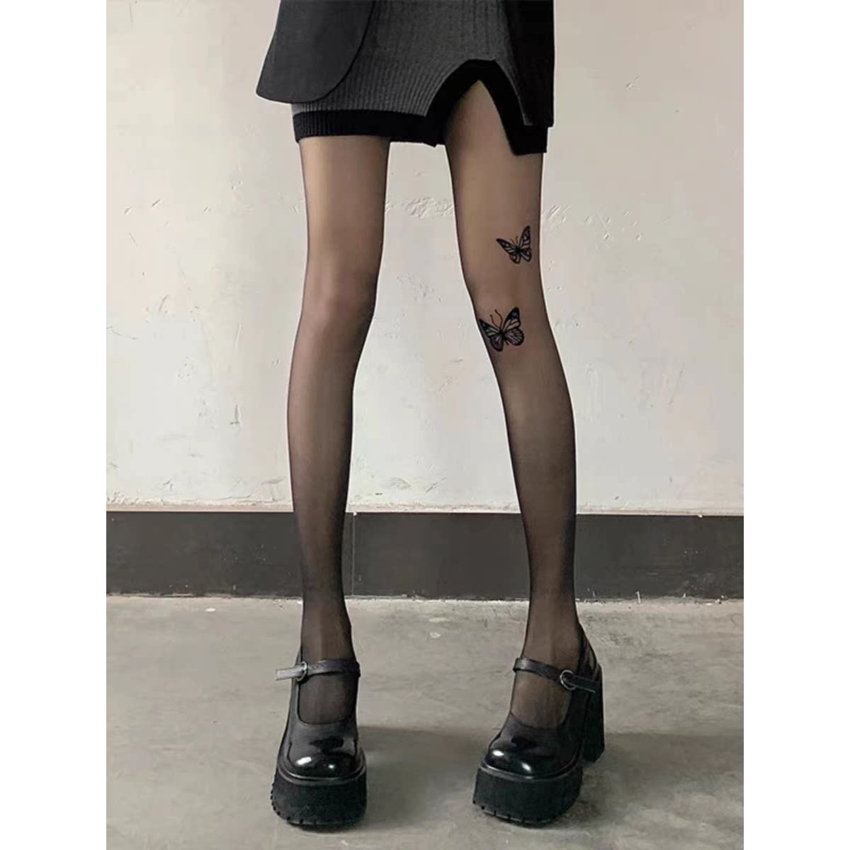 波点黑丝袜女0d防勾丝袜性感黑色春夏季超薄超透肤圆点打底连裤袜