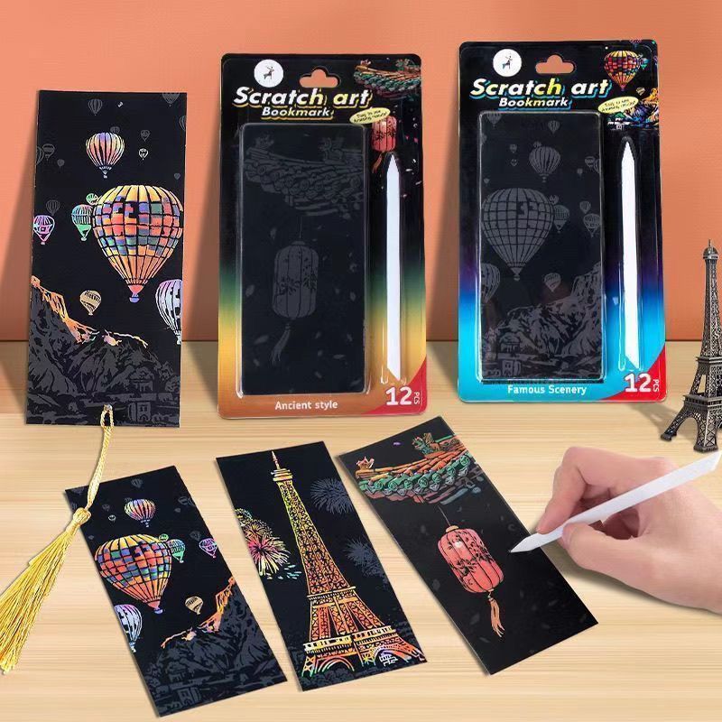 夜景刮刮画创意解压艺术刮画纸
