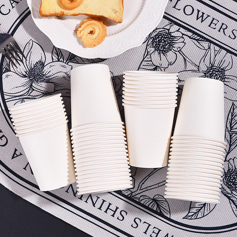纯白一次性纸杯加厚咖啡奶茶饮料杯水杯防烫耐高温杯子