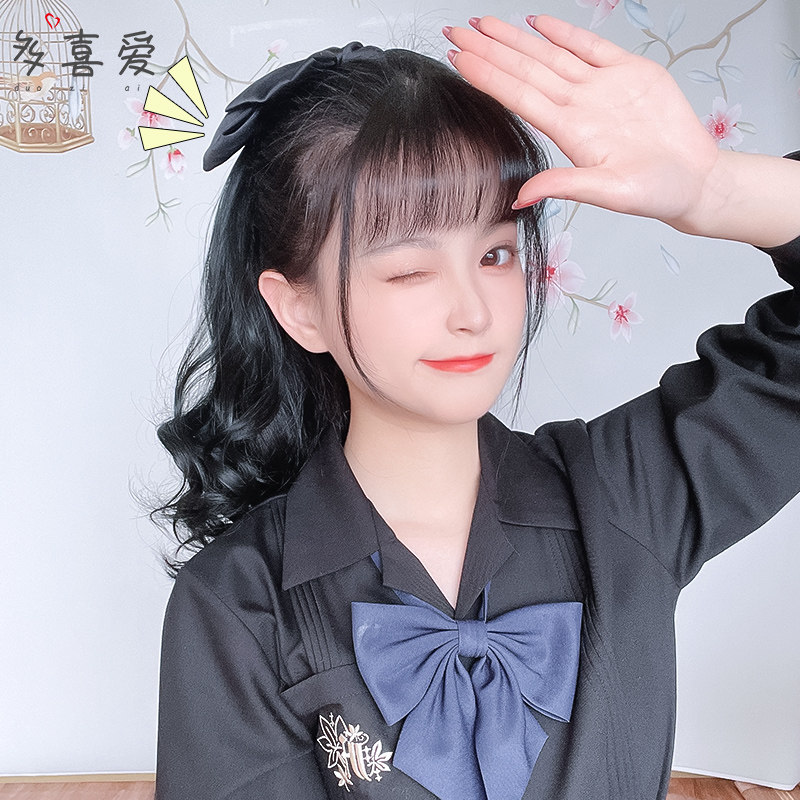 古风马尾假发女绑带式民国卷马尾轻便复古自然中长汉服辫子假发片